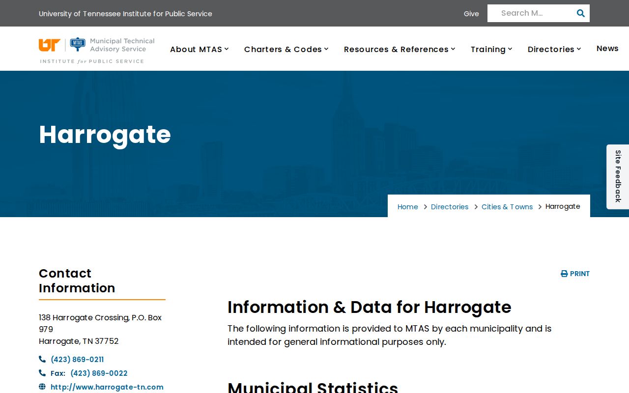 Claiborne County Harrogate warrant records, municipal court contact in the MTAS city profile