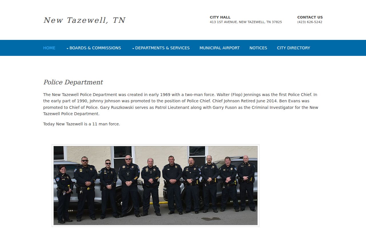 Claiborne County New Tazewell warrant records, city police department information