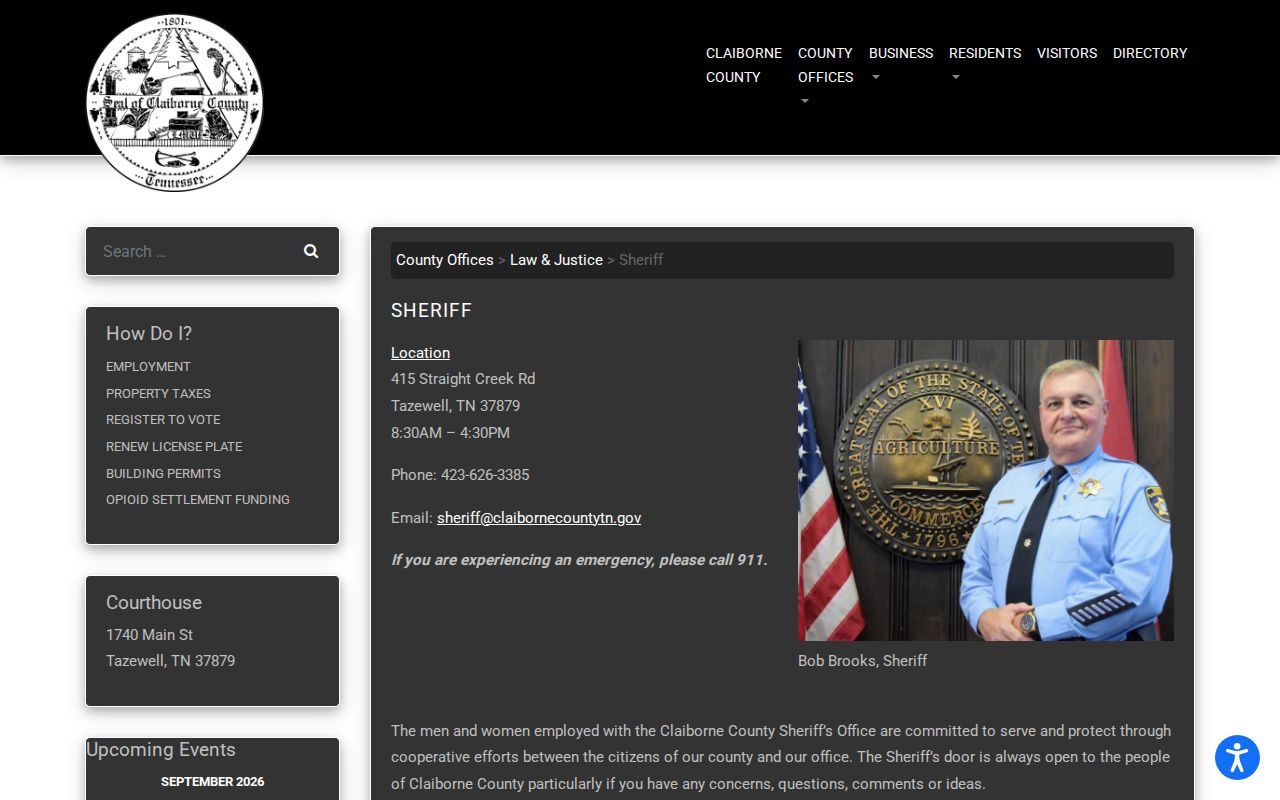 Claiborne County active warrant records, official Sheriff’s Office contact route